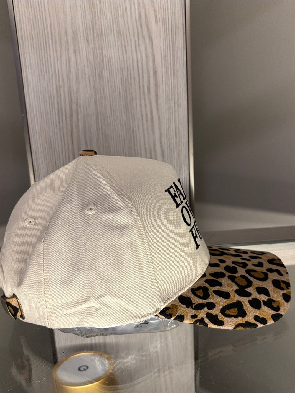 Faith Over Fear Leopard Brim Baseball Cap - Cream & Leopard - Picture 3 of 4